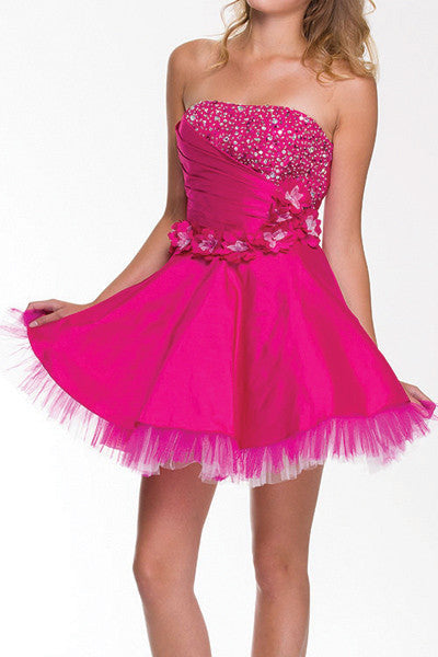 CLEARANCE - Juliet 1213 Lace Up Back Dress Short A-Line Strapless (Size XL)