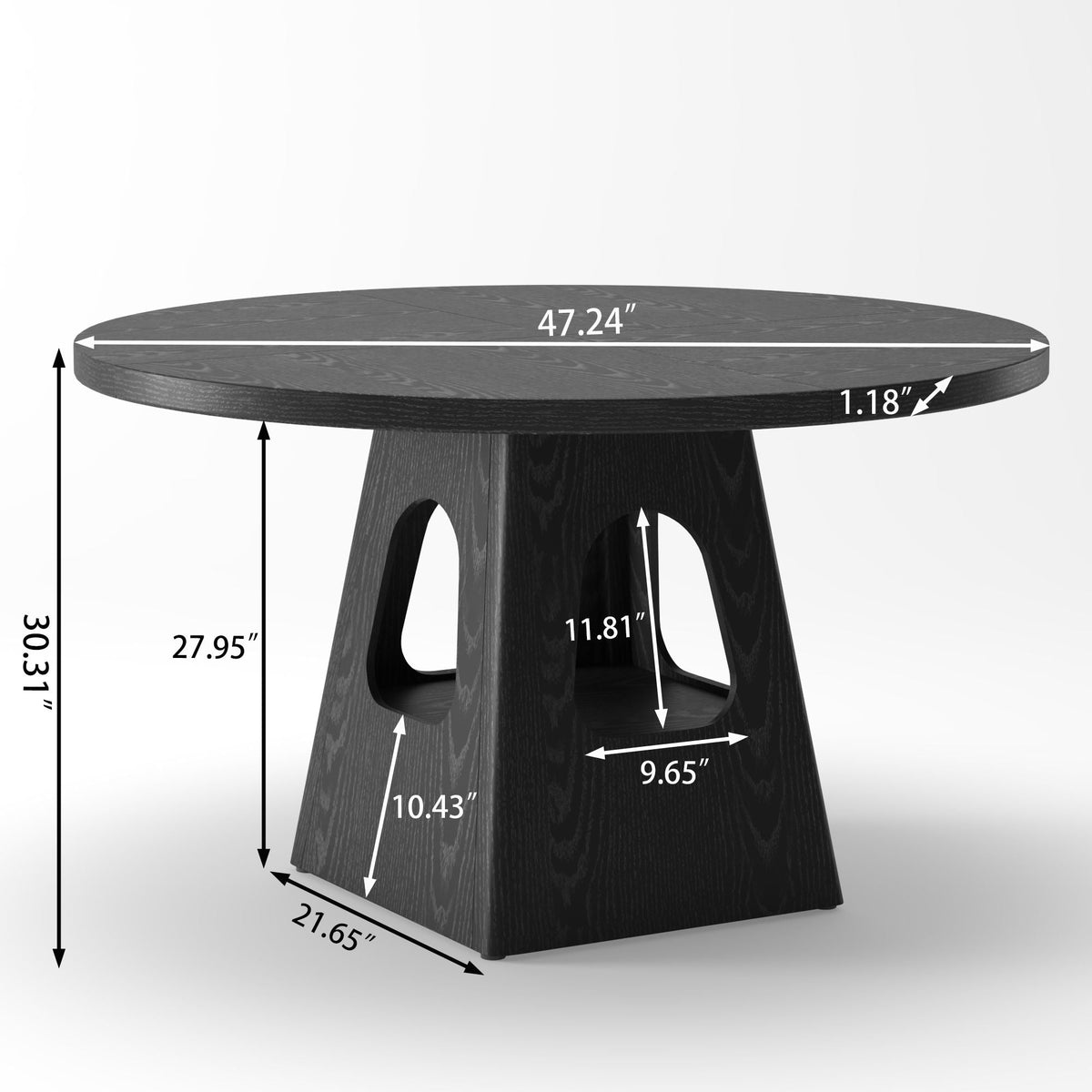 Farmhouse Round Dining Table With Storage Base