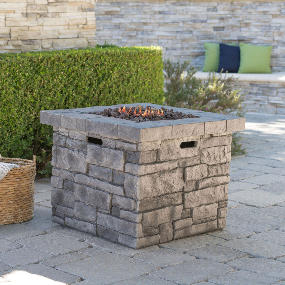 Outdoor Square Propane Fire Pit 40,000 BTU - Gray