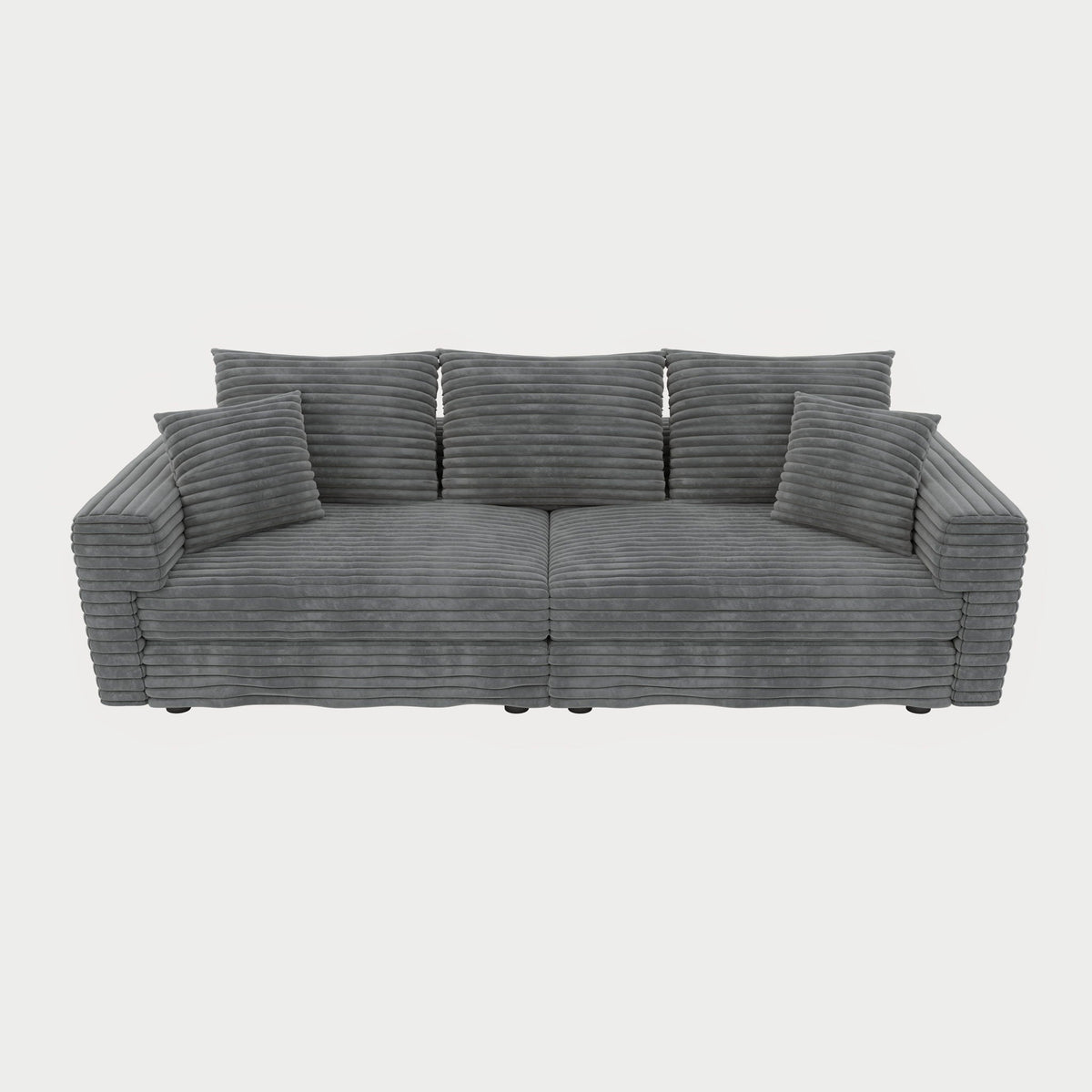 Deep Seat Convertible Sofa With Soft Pillows And Ottomans