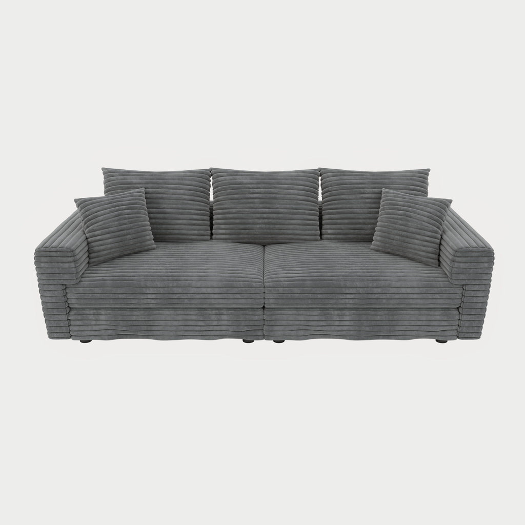 Convertible Deep Seat Sofa With Soft Pillows And Ottomans