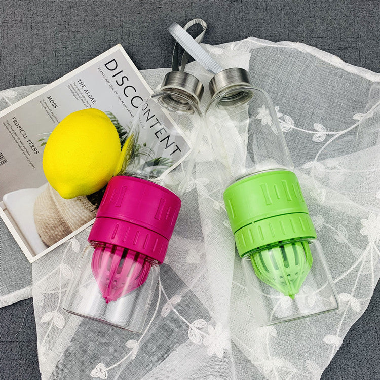 Glass Fruit Infuser Water Bottle with Stainless Steel Lid