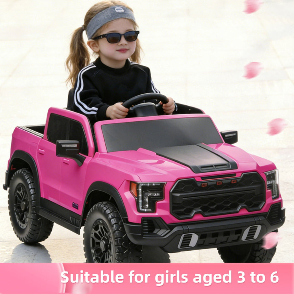 12V Kids Ride On Car With Remote Control, 4 Wheel Shock Absorption, Multifunctional Music Player Perfect Gift For Toddlers - Pink