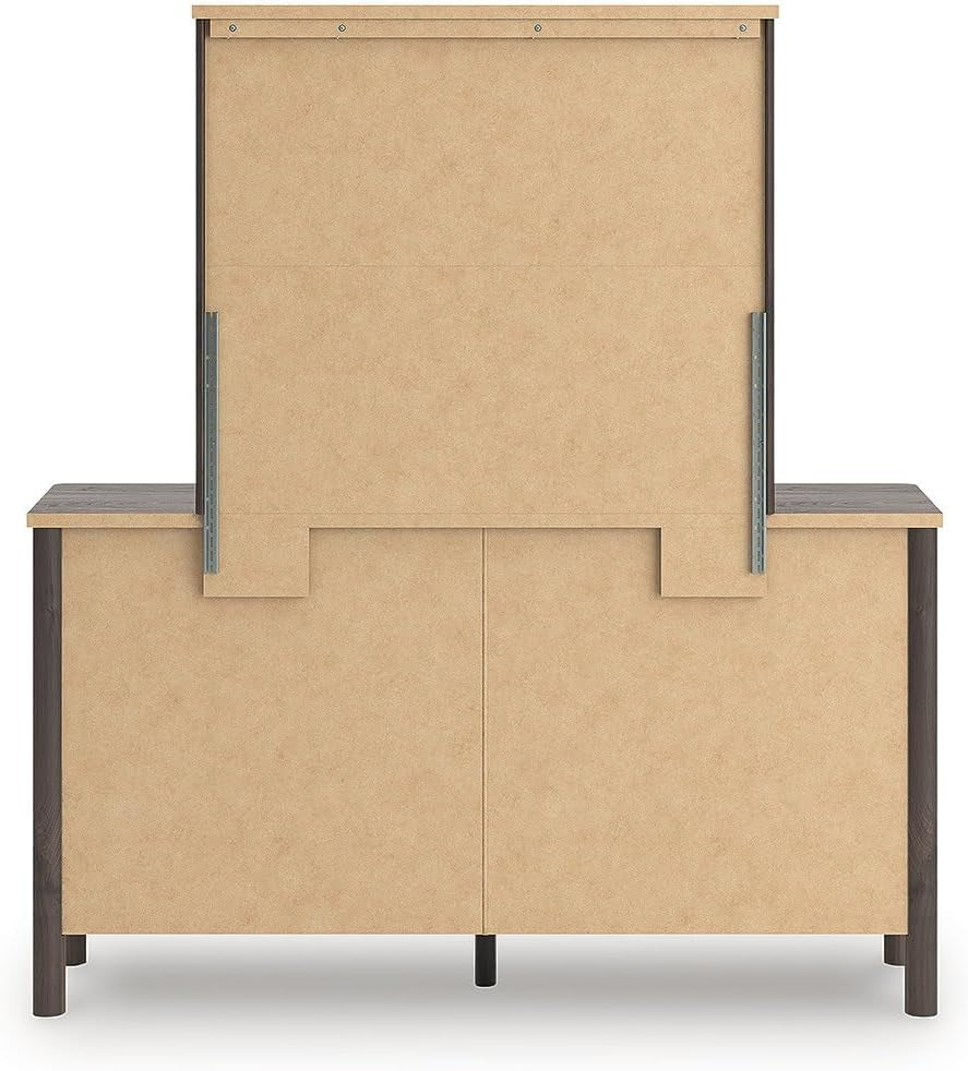 Signature Design by Ashley Cadmori Classic 6-Drawer Dresser and Mirror with Tipping Restraint Package, Dark Brown