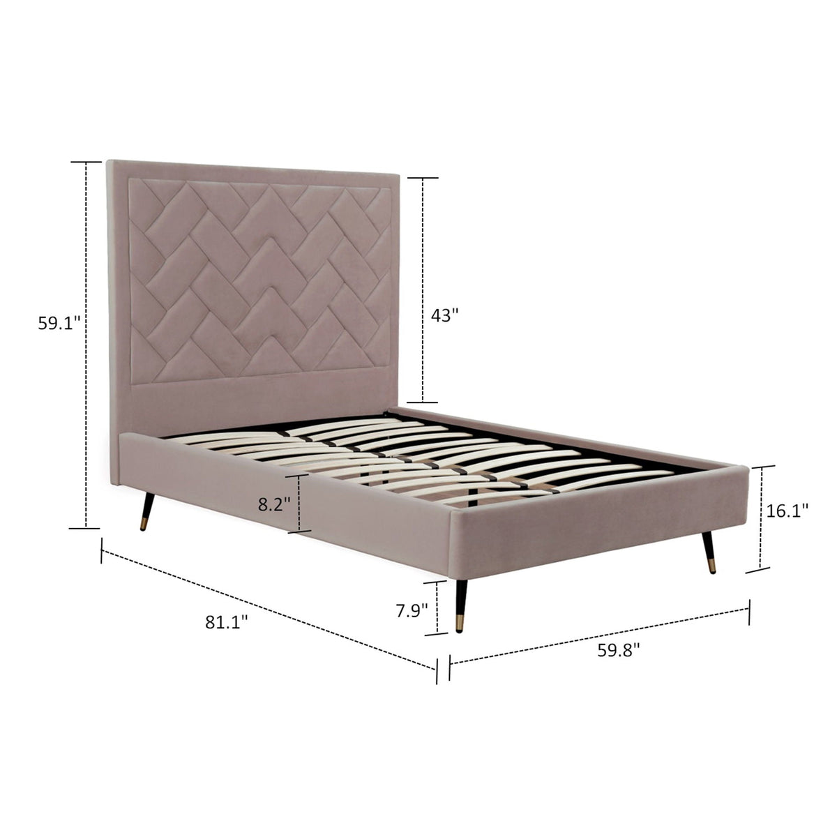Crosby - Bed With Upholstered Headboard And Slats