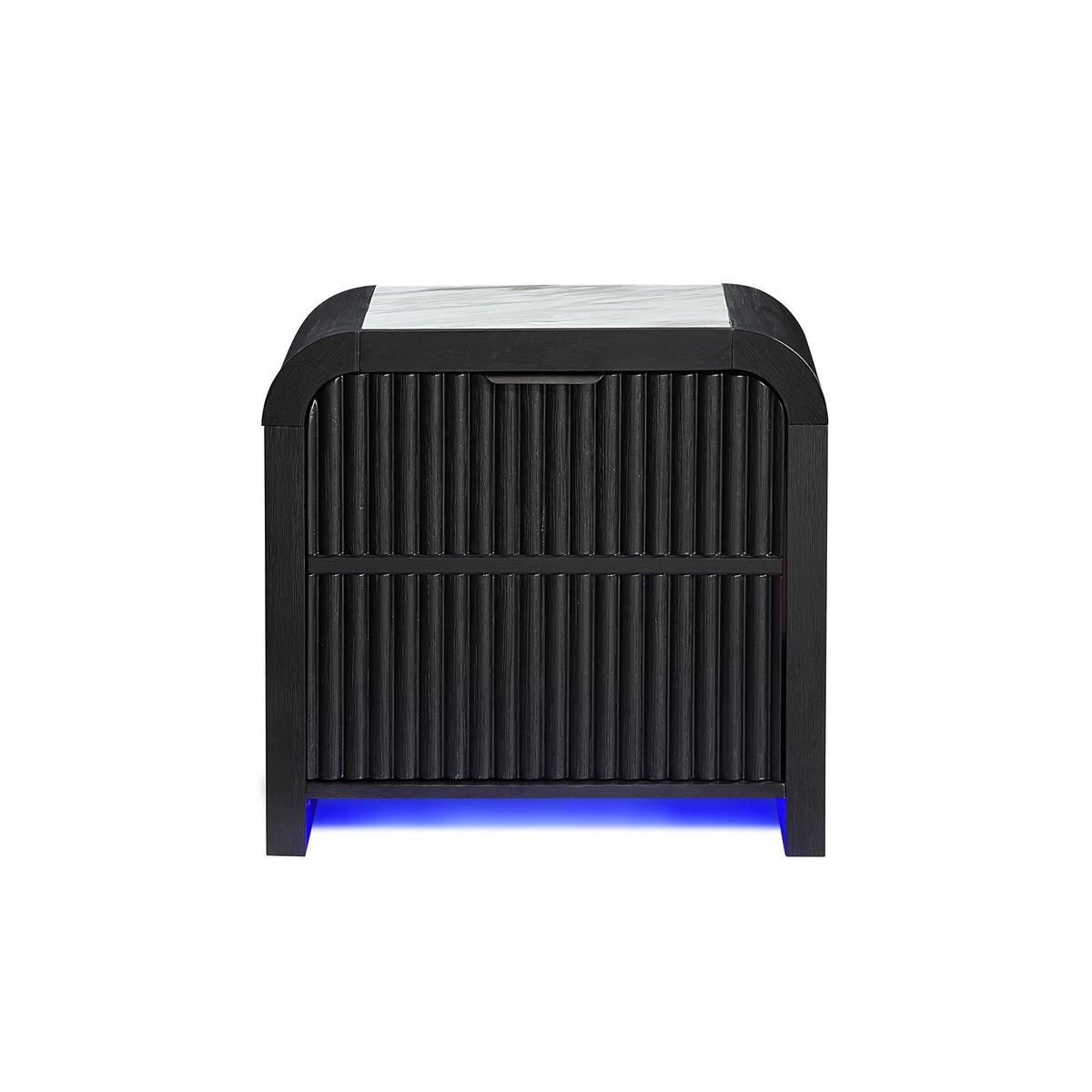 Beverly - Nightstand With Cooler And Speaker, LED Light, Rounded Sides - Black White