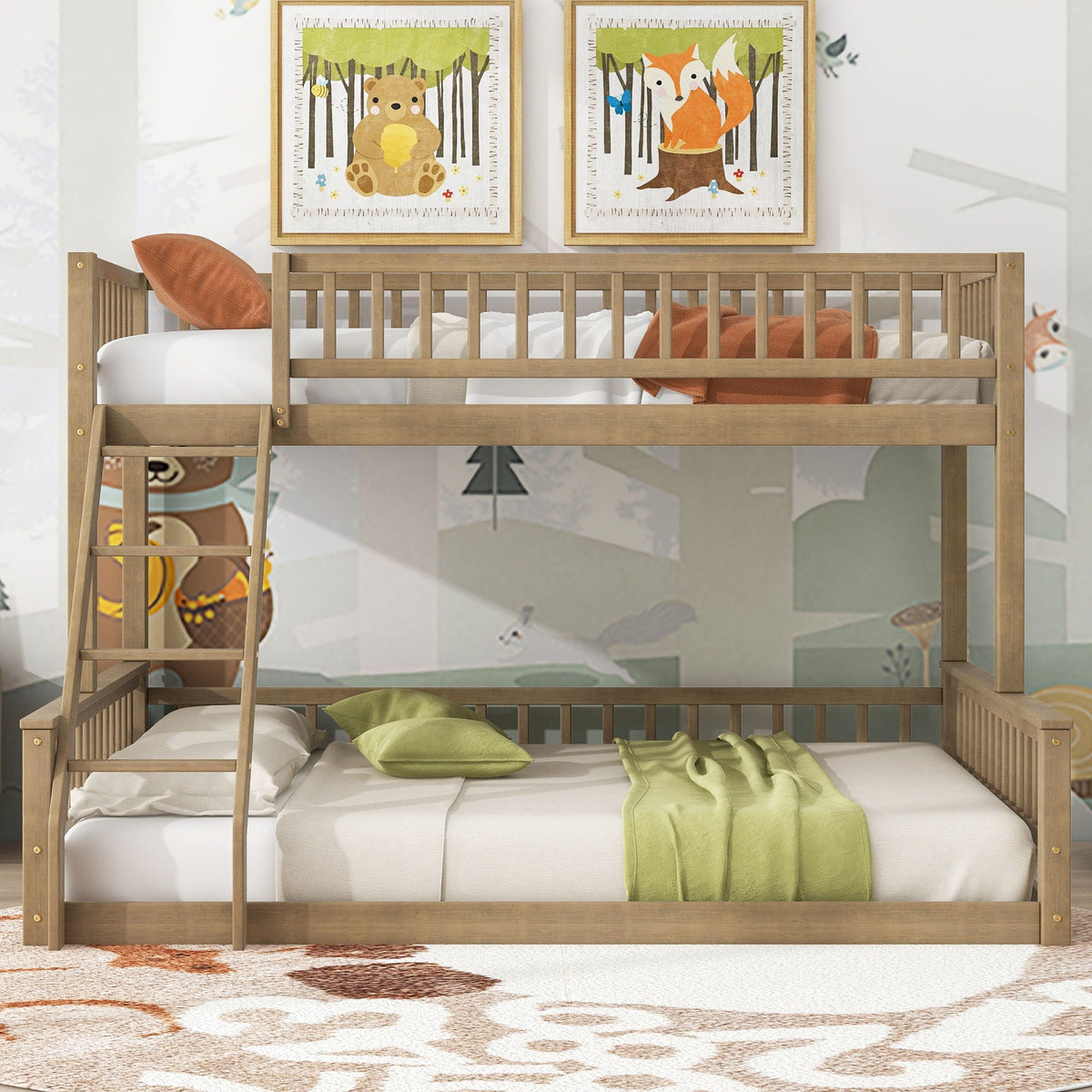 Bunk Bed With Ladder And Guardrails
