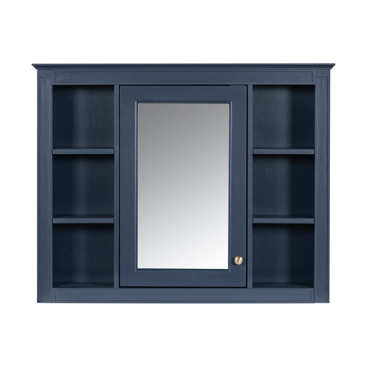 Wall Mounted Medicine Cabinet With Mirror, Storage Cabinet Featuring 6 Open Shelves And Adjustable Interior