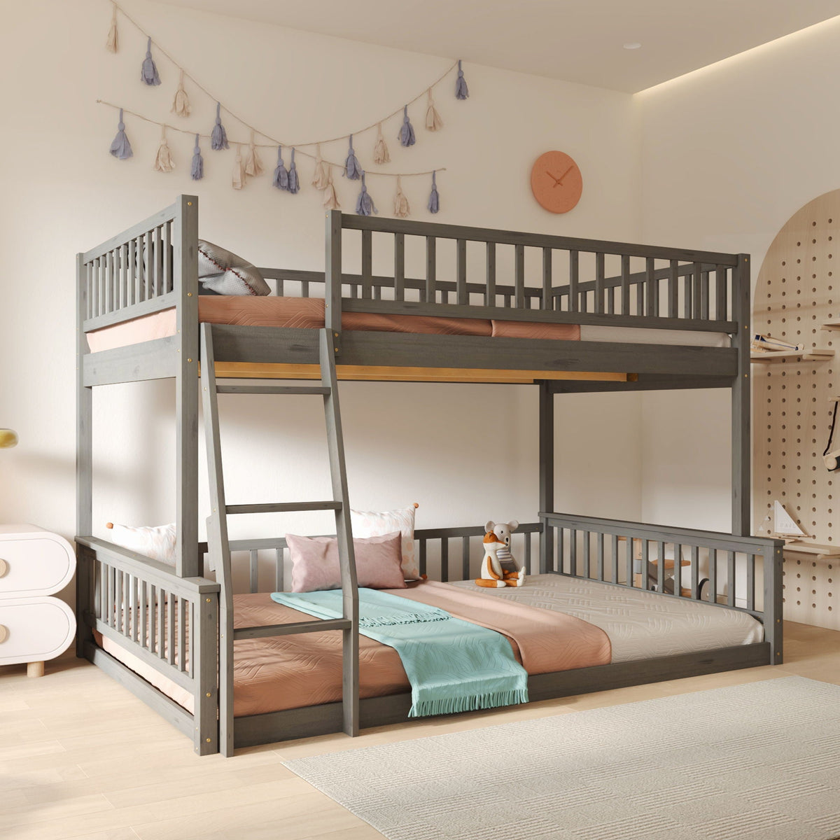 Bunk Bed With Ladder And Guardrails