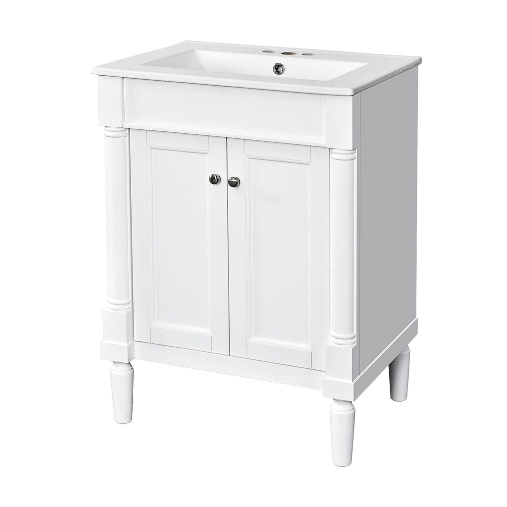 Bathroom Vanity With Top Sink, 2 Tier Storage Cabinet