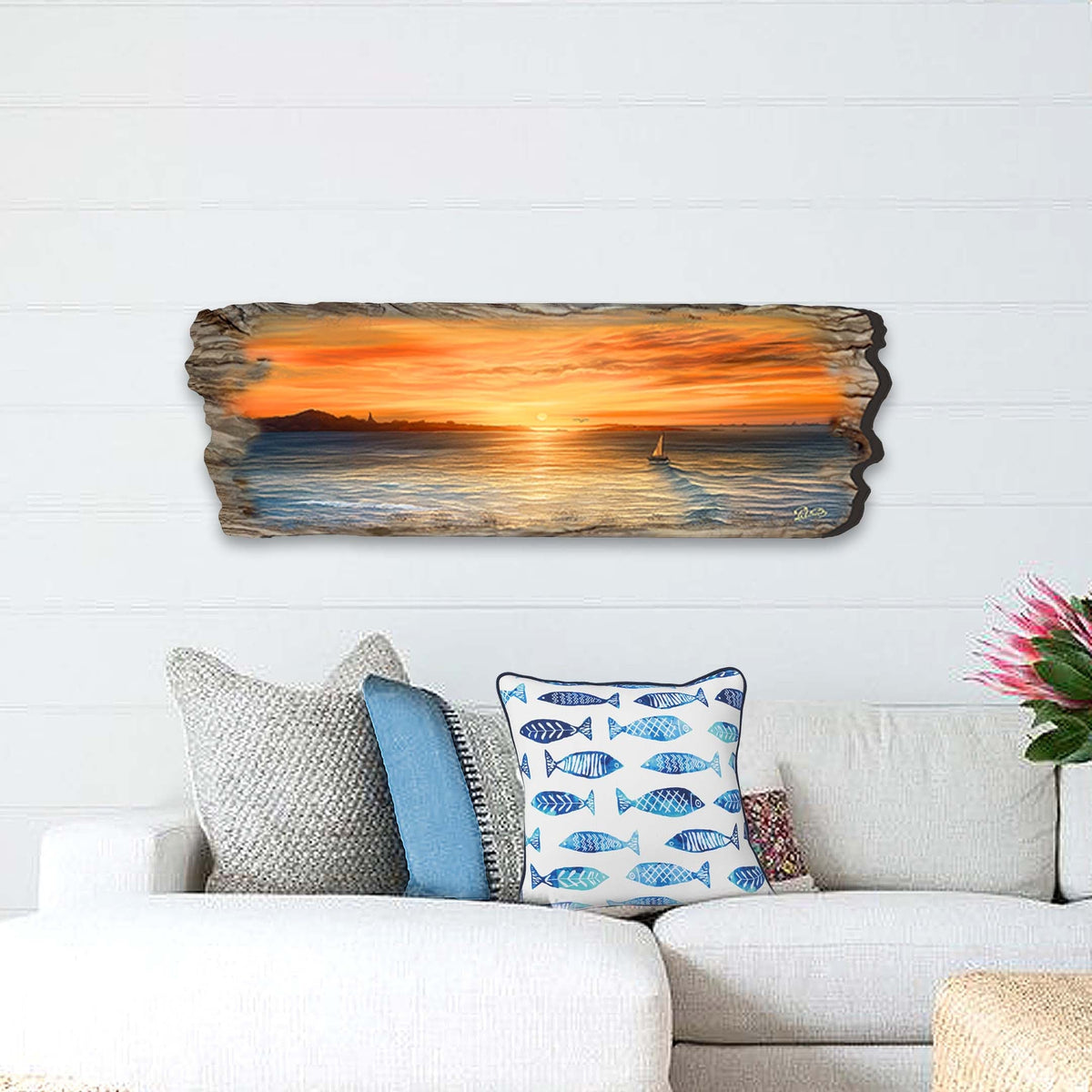 Ocean Sunset Wooden Wall Art by G. DeBrekht Coastal Decor - 8491106W