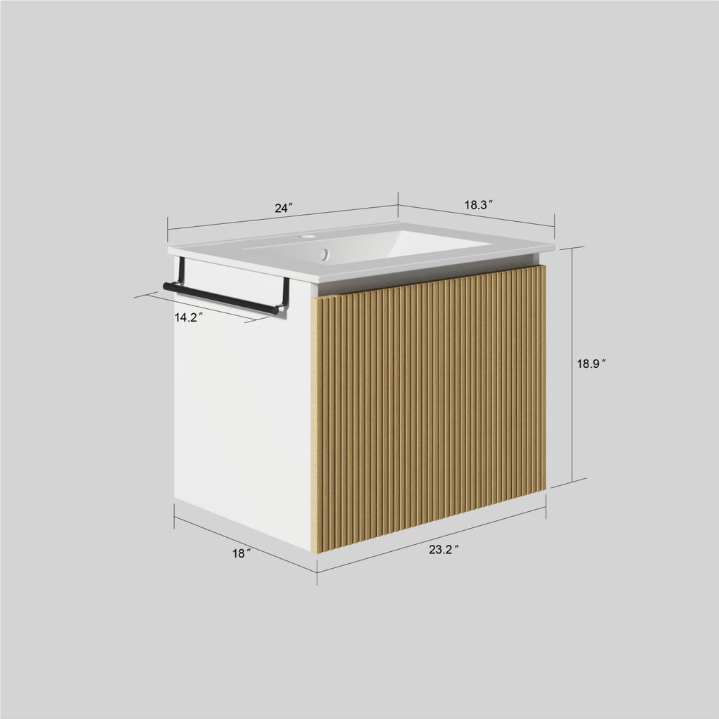 Floating Bathroom Vanity Combo, Towel Rack
