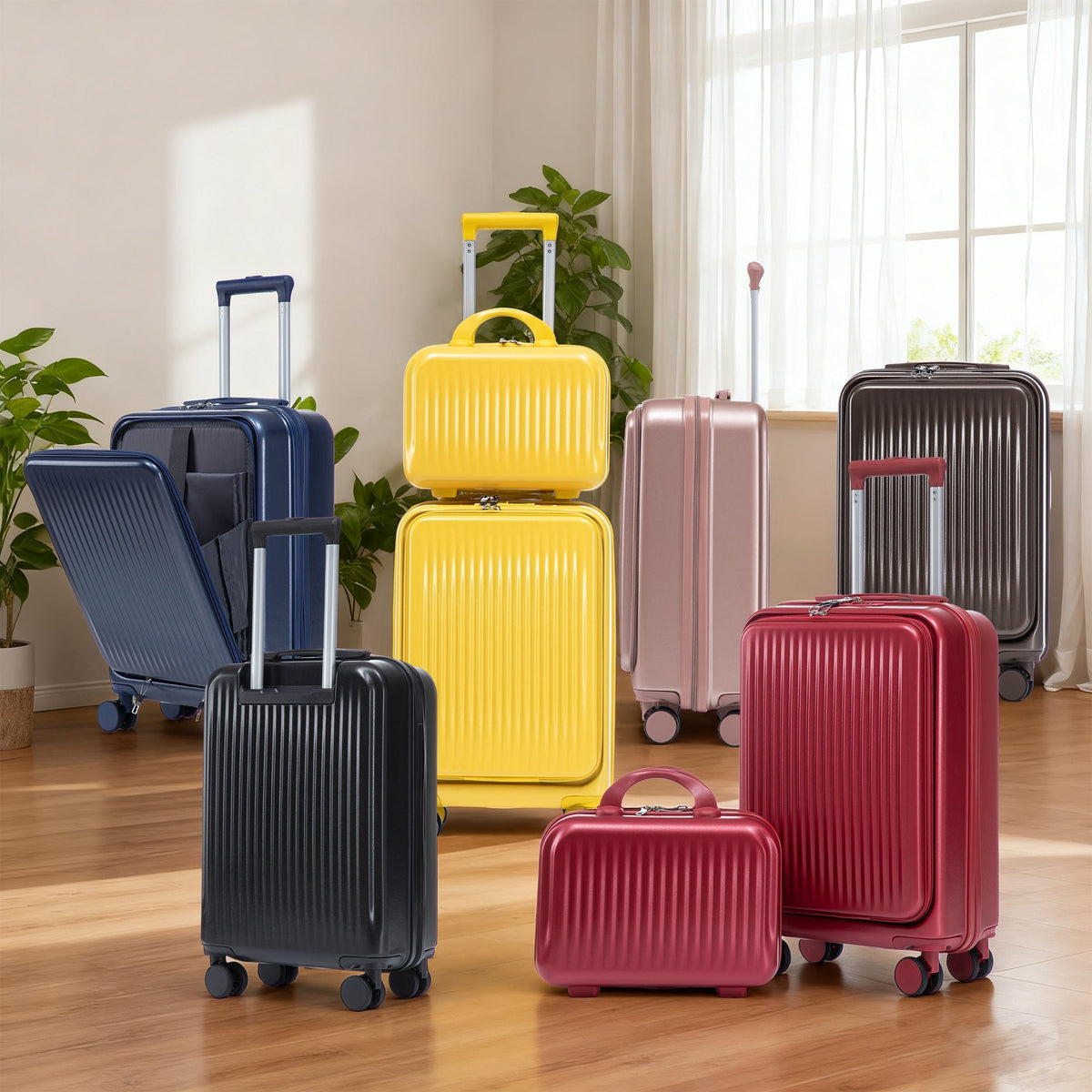 14'/20' 2-Piece ABS Spinner Wheel Luggage Set with Combination Lock