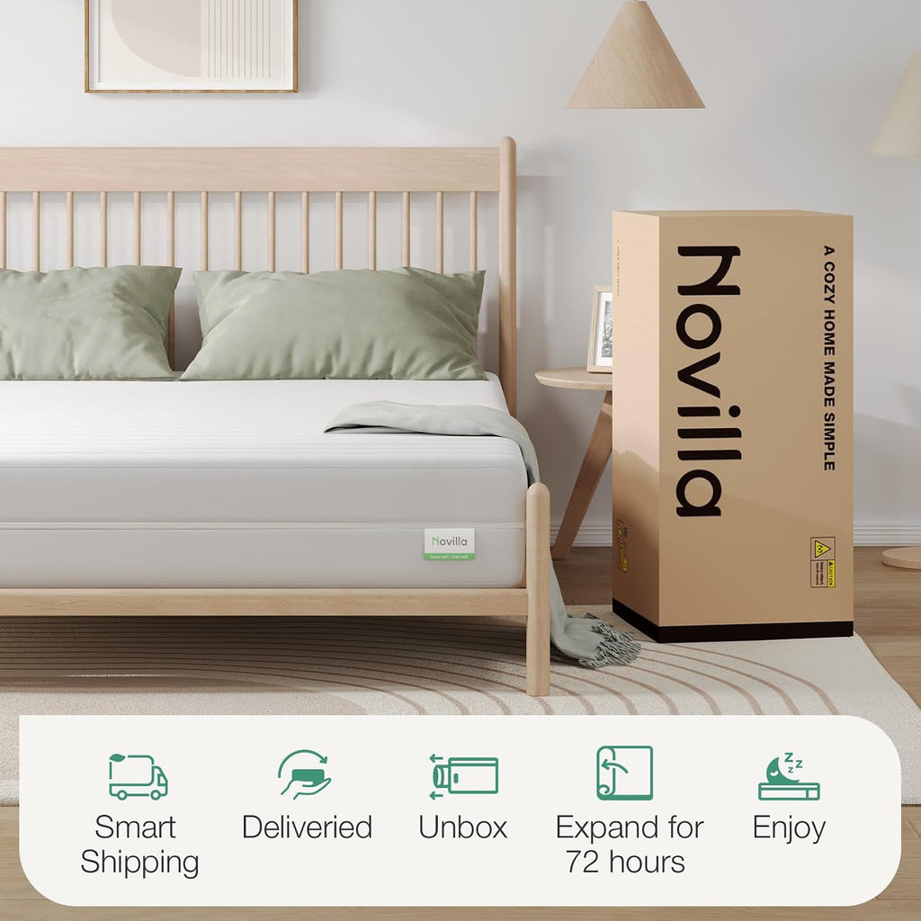 Full Size Mattress, 8 Inch Full Foam Mattress, Double Air Zone Full Size Mattresses with Flippable Design for Back & Side Sleeper, Tight Top Mattresses Fulls with Breathable Fabric Cover