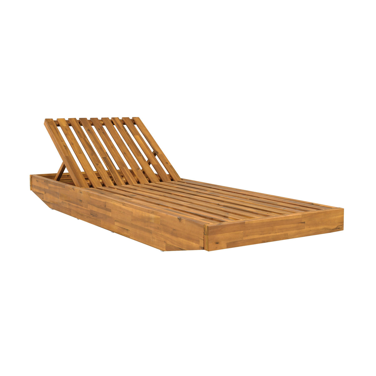 Modern Acacia Wood Outdoor Chaise Lounge