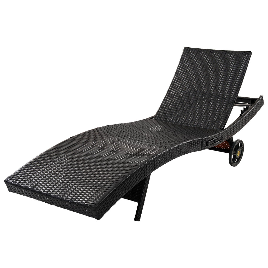 K&K 80'' Patio Wicker Chaise Lounge Chairs Set of 2