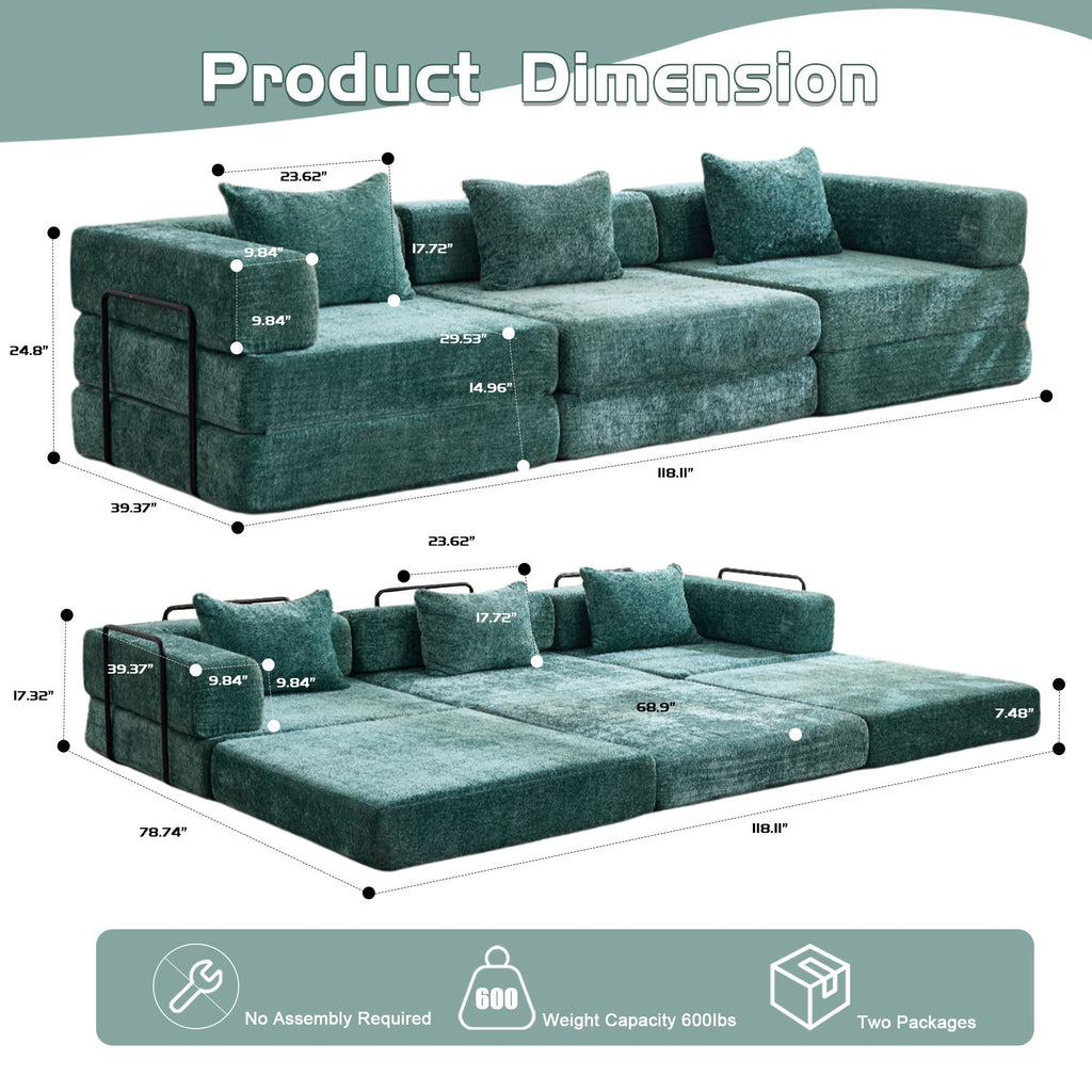 Convertible Floor Sofa Bed, Boneless Modular Sectional Sofa For Living Room