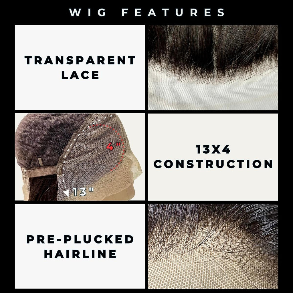 Deep Wave 13x4 Transparent Lace Front Human Hair Wig