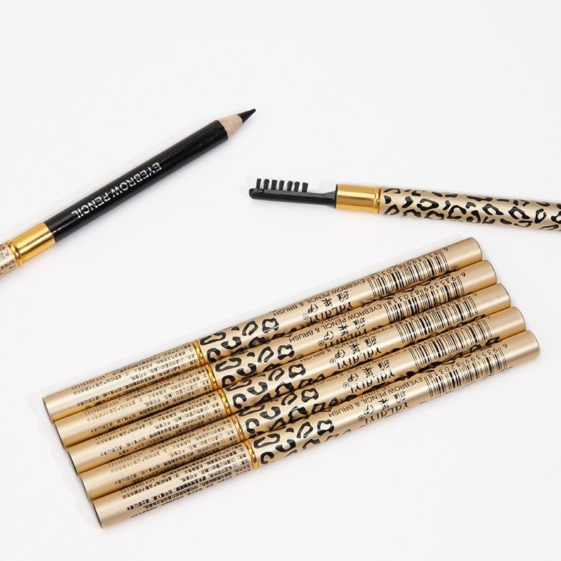 Yalaiyi Eyebrow Pencil Leopard Print Eyebrow Pencil Kuaishou And Douyin Live Broadcast Hot Selling Waterproof Distinct Look Wild Eyebrow Pencil