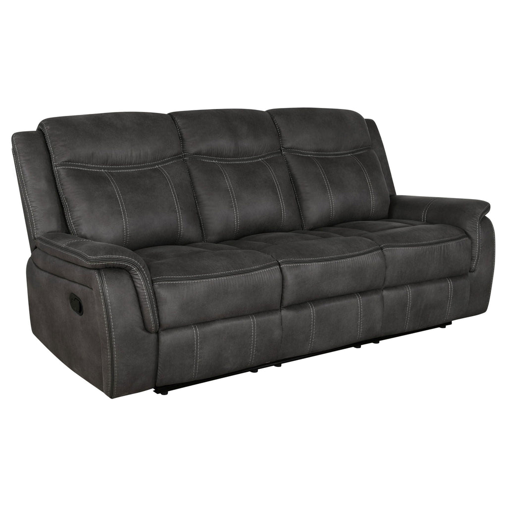 Franklin - Upholstered Padded Arm Reclining Sofa With Manual Recline - Charcoal