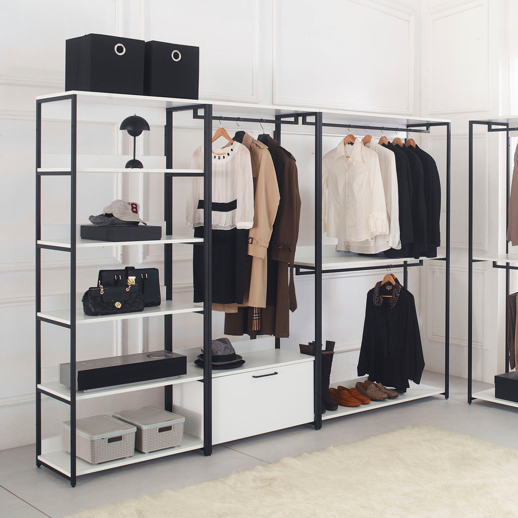 Fiona - Freestanding Walk-In Closet System, Extra Storage Space - White