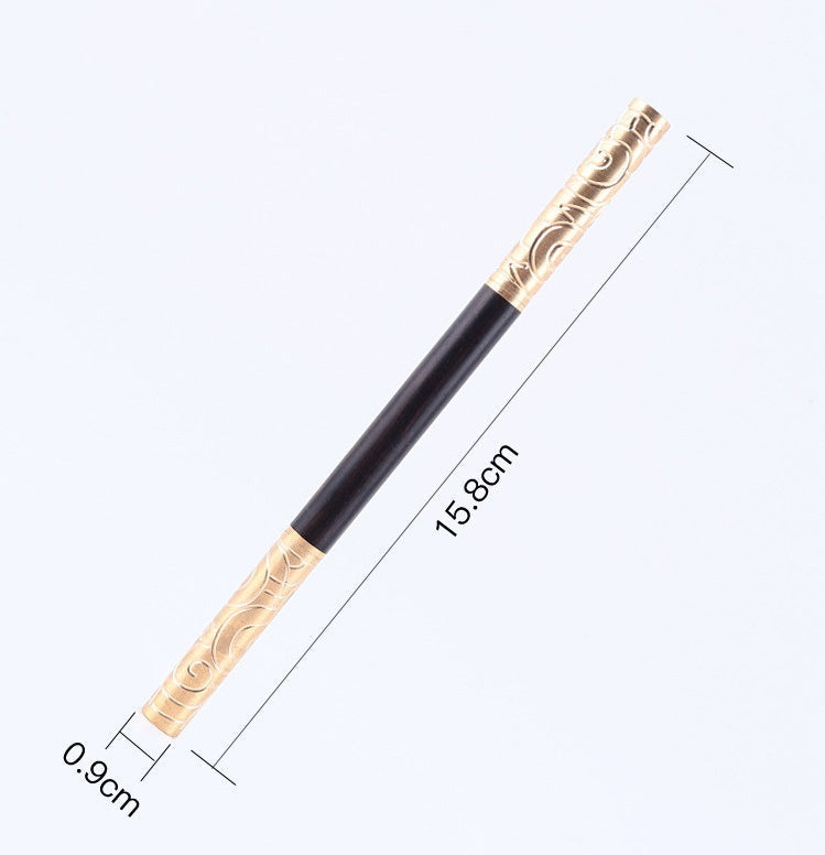 Double-headed Ruyi Golden Hoop Rod Tea Knife to Pry Copper Ebony Tea Needle