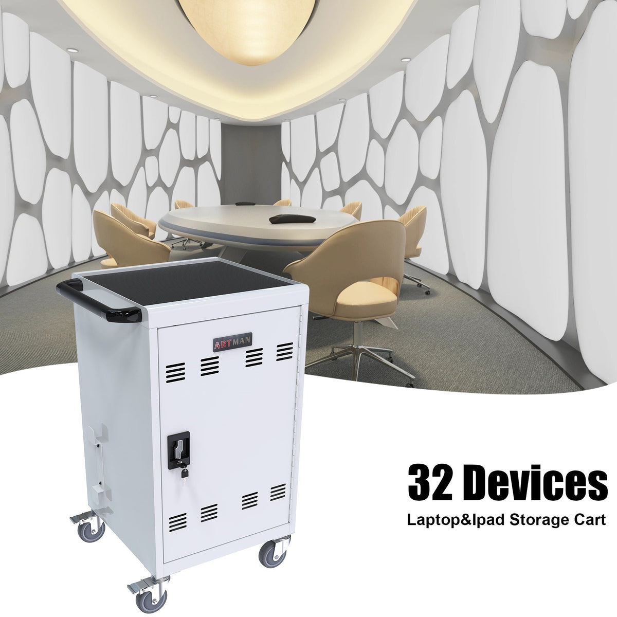 Mobile Charging Cart Station for Chromebook, Tablet and Laptop Computer with Power Strip Included