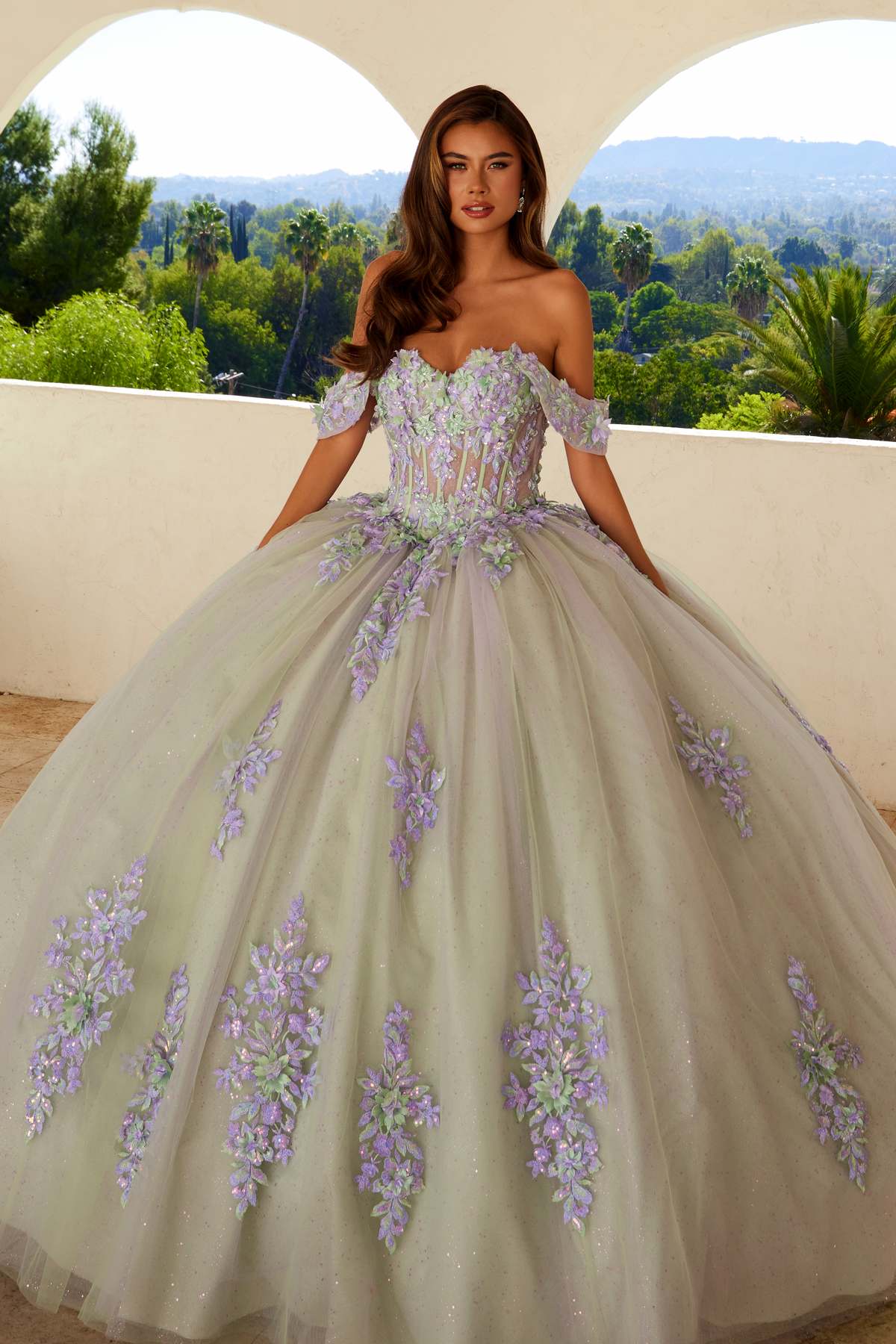 Juliet JT1479J Off the Shoulder Poofy Quinceanera Ball Gown