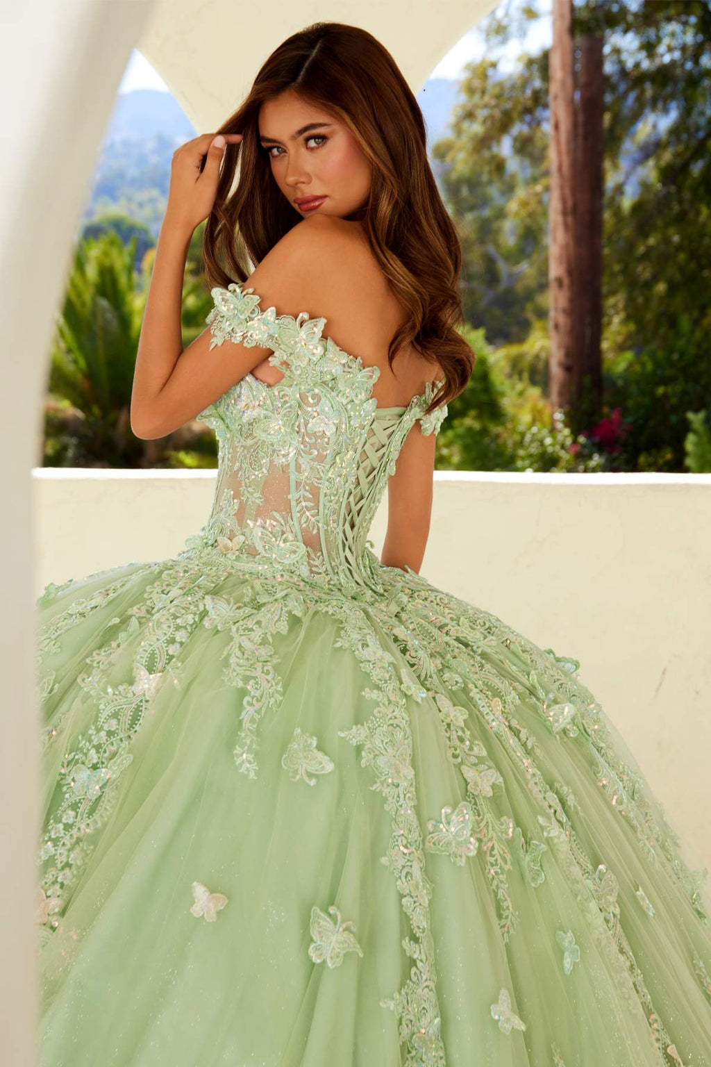 Juliet JT1485J Off the Shoulder Cinderella Quinceanera Ball Gown