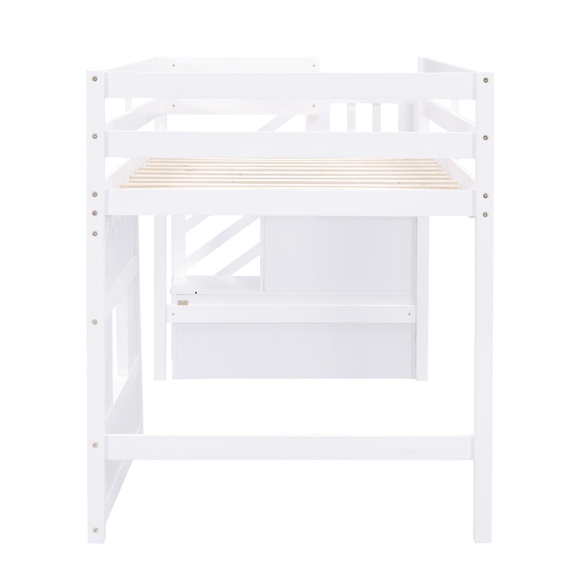 Loft Bed With Storage Staircase, Window & LED Light