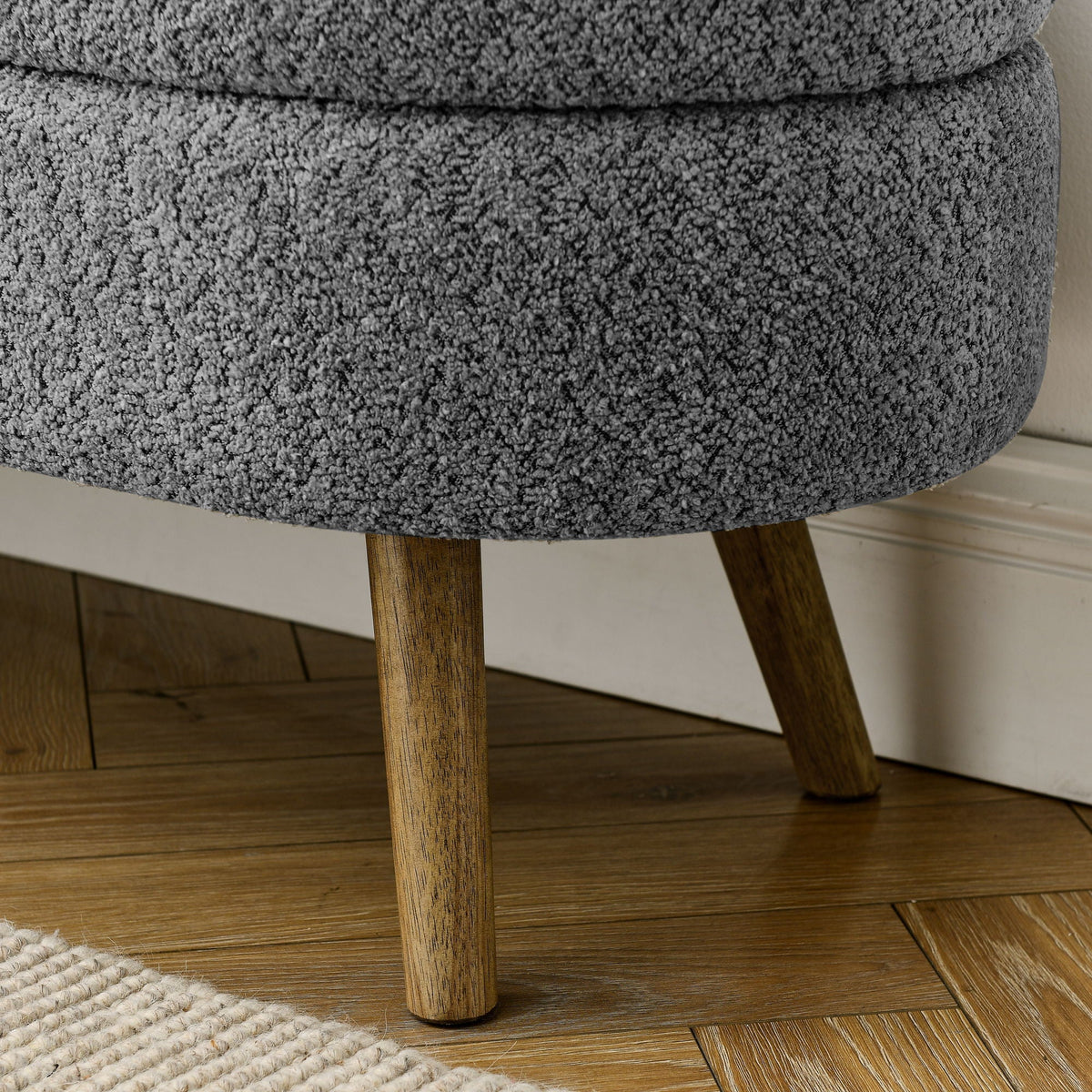 Ottoman Oval Storage Bench with Rubber Wood Legs