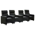 Warren - 4 Seater Home Theater With Wedge Console Recliners - Black
