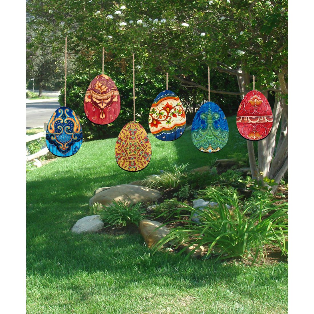 Easter Faberge Eggs Outdoor Garden Decor Set of 3 by G. DeBrekht - Easter Spring Decor - 8198712-1M-S6