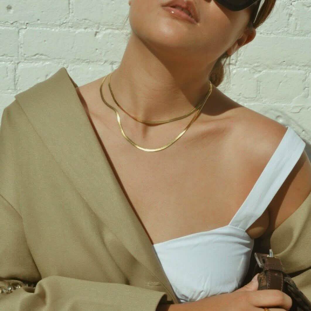 14k Solid Yellow Gold High Polish Herringbone Necklace Chain 3mm