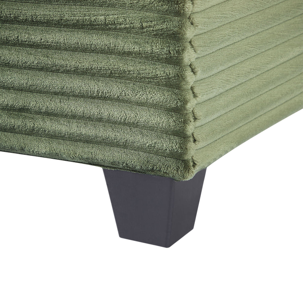 Upholstered U-Shaped Sectional Sofa With Movable Ottoman And Side Storage Pockets