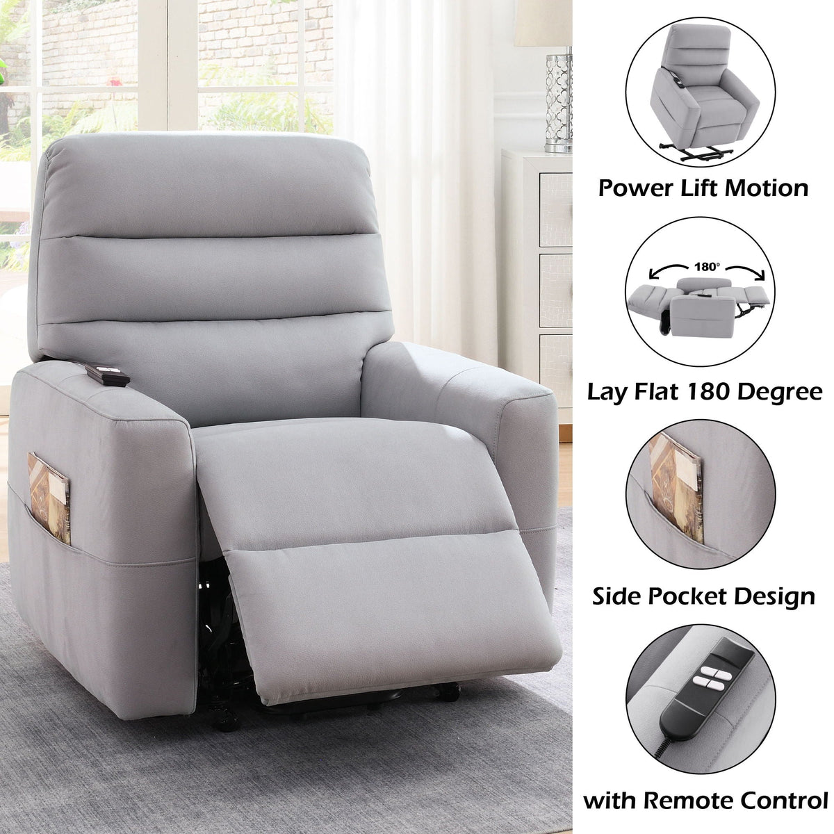 Freddie - Power Motion Recliner With Lift - Gray