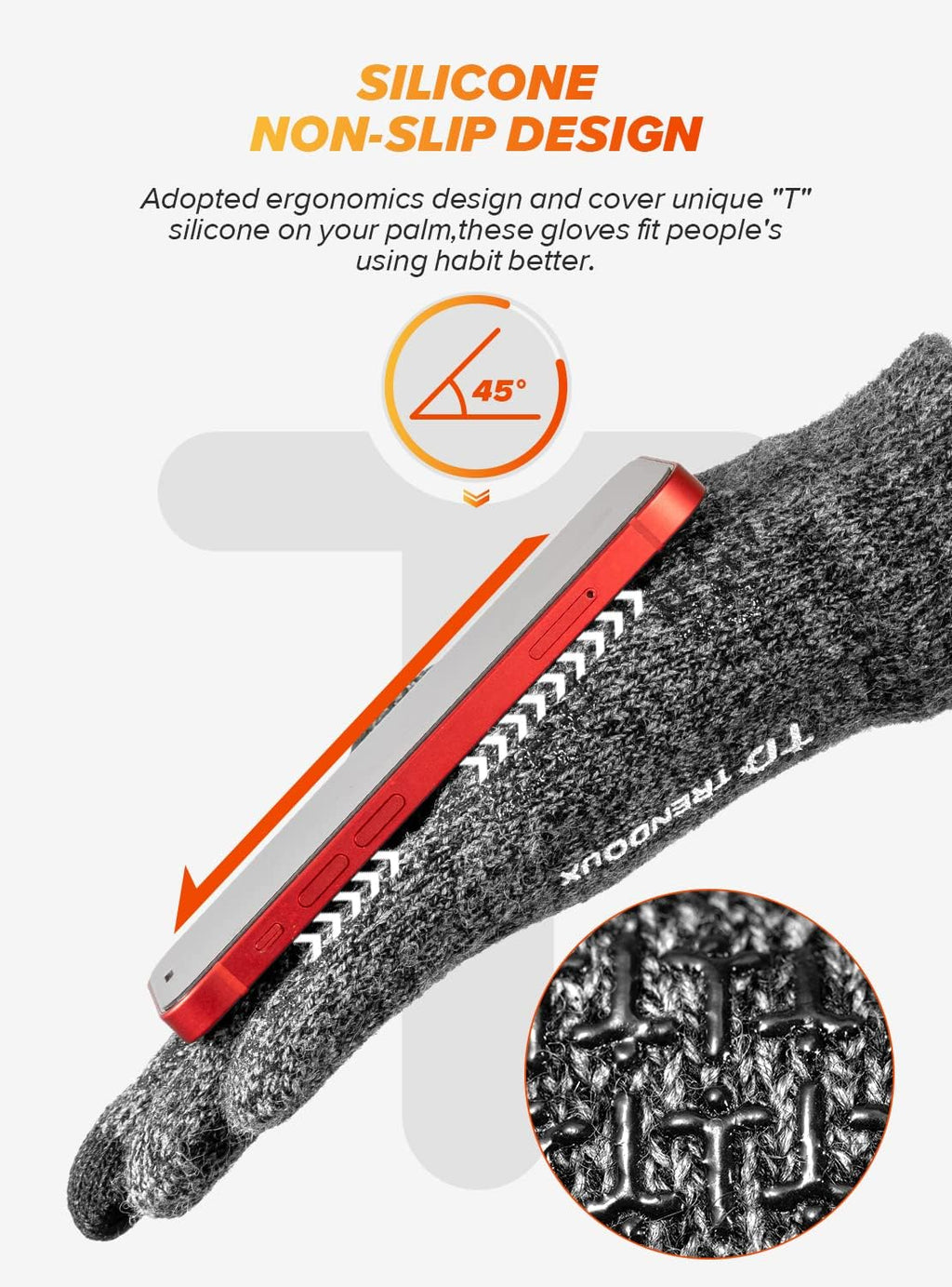 Merino Wool Winter Gloves for Men Women, Cold Weather Warm Touchscreen Unisex, Non-Slip, Knit Elastic Cuff