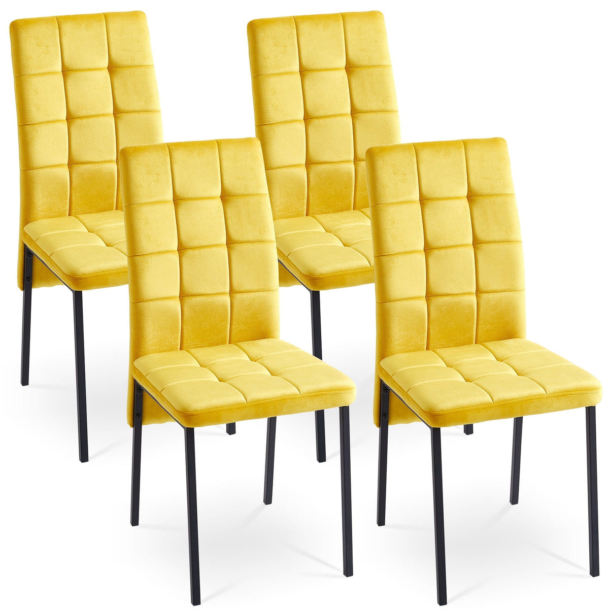 High Back Nordic Dining Chair Modern Fabric Chair With Legs (Set of 2)