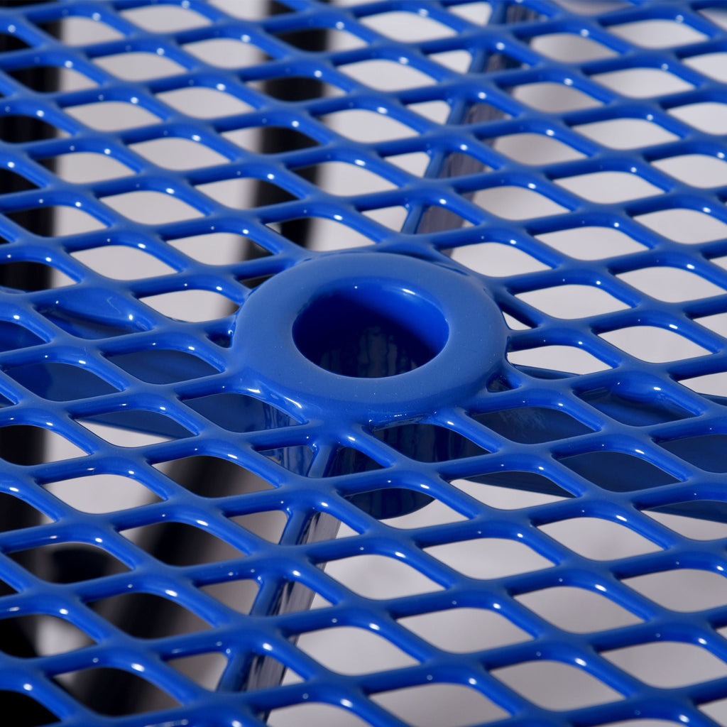 Square Outdoor Steel Picnic Table, With Umbrella Pole