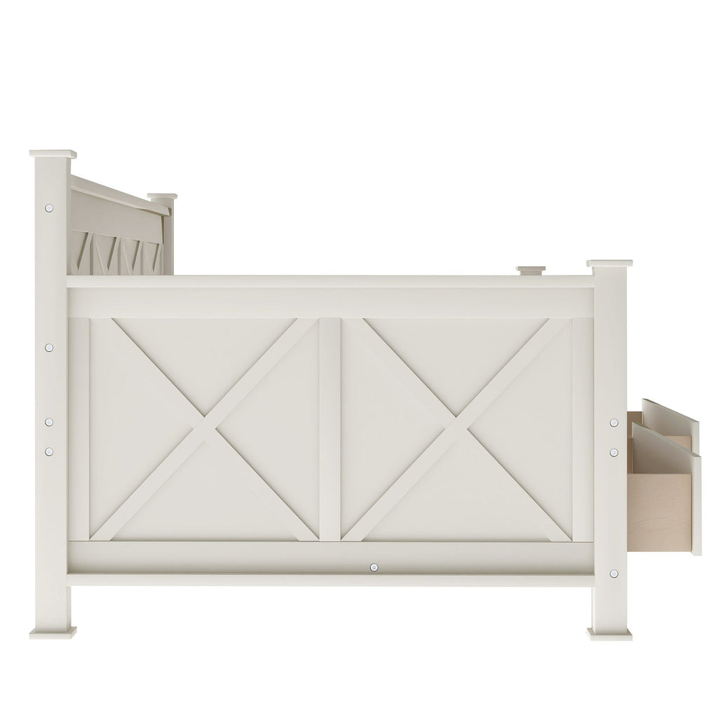 Modern Daybed With 2 Large Drawers, X Shaped Frame