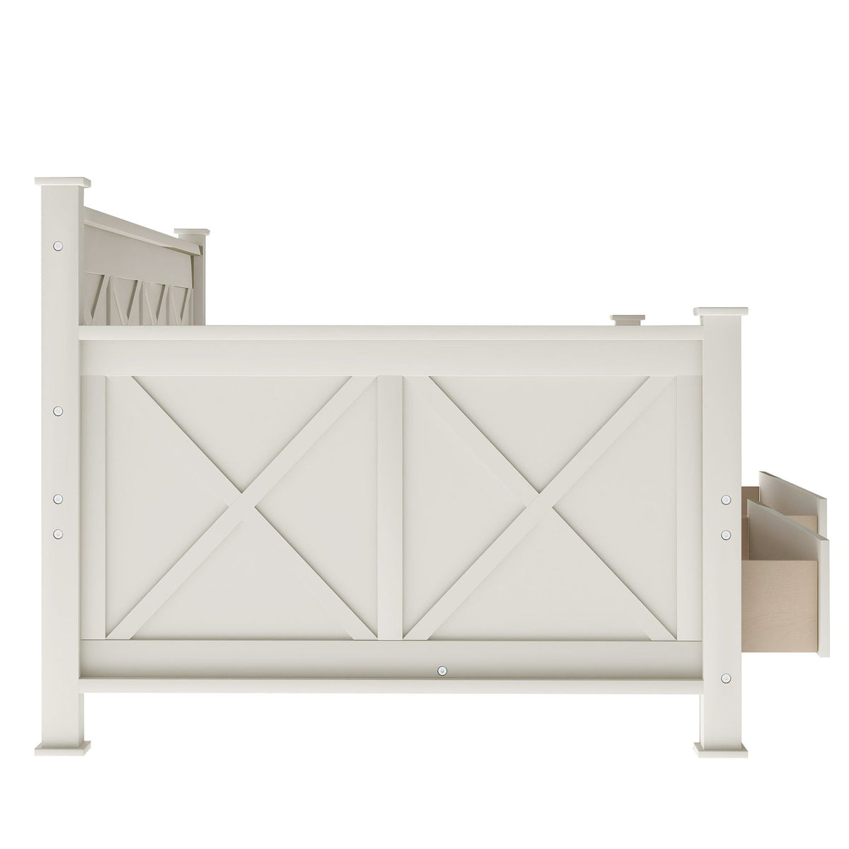 Modern Daybed With 2 Large Drawers, X Shaped Frame