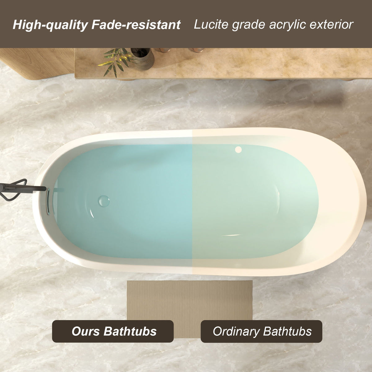 Special-Shaped Freestanding Slipper Bathtub, Overflow & Pop Up Drain