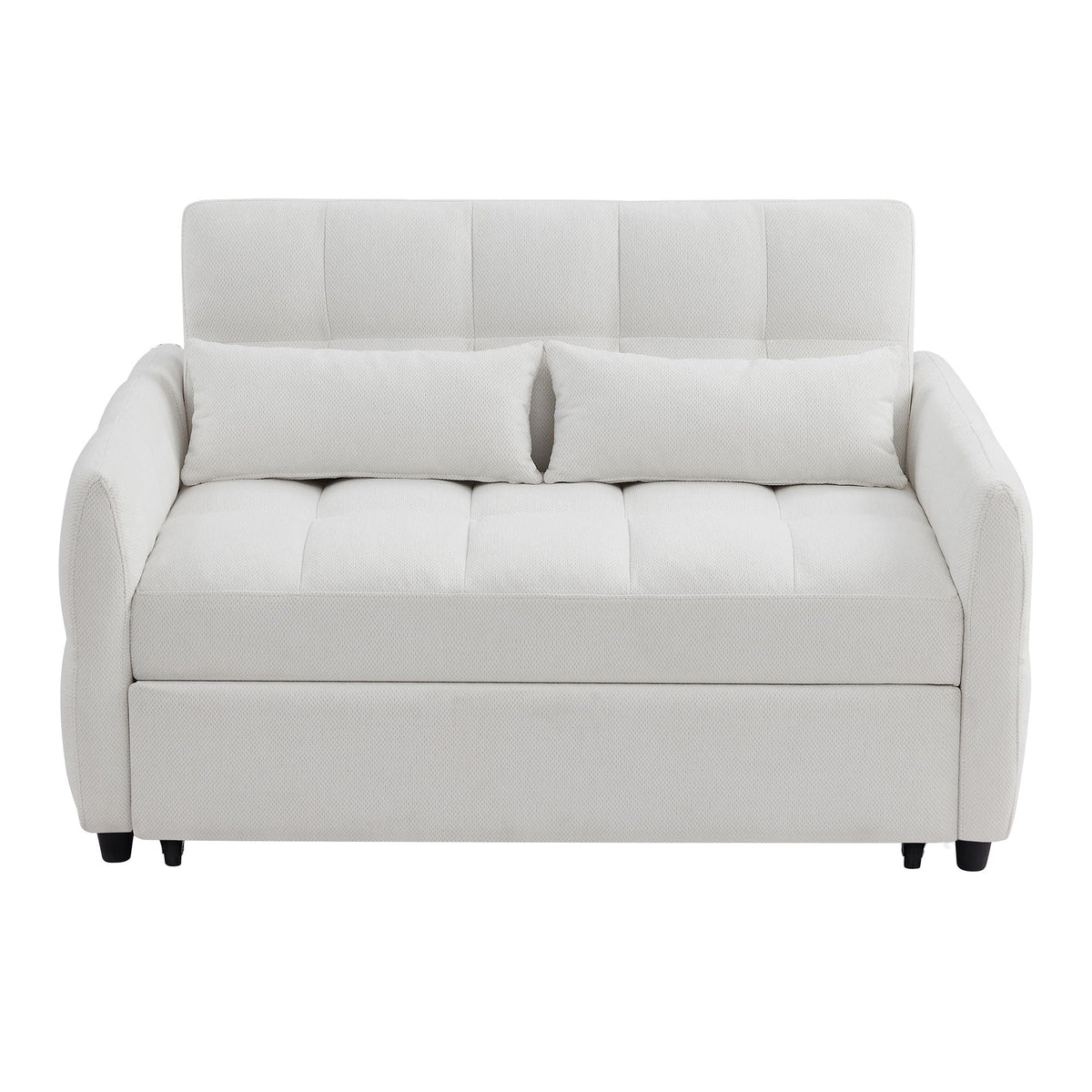 Loveseat Sofa Pull-Out Bed With Adjustable Backrest, 3 USB Ports And 2 Lumbar Pillows For Living Room