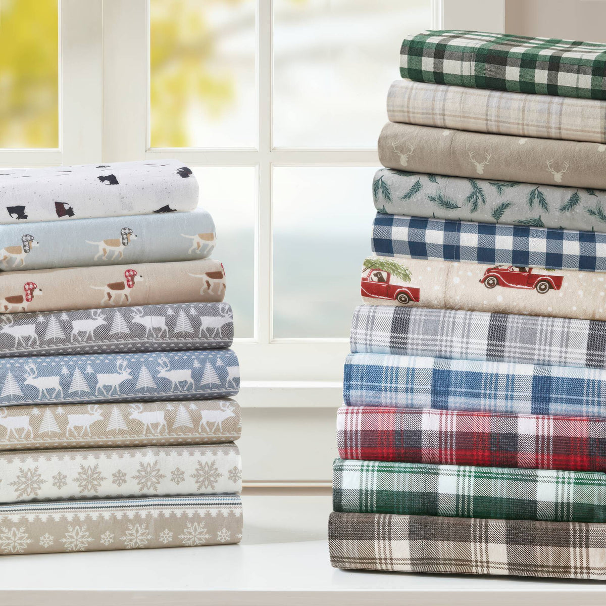 4 Pieces Queen 100% Cotton Flannel Printed Sheet Set Finton