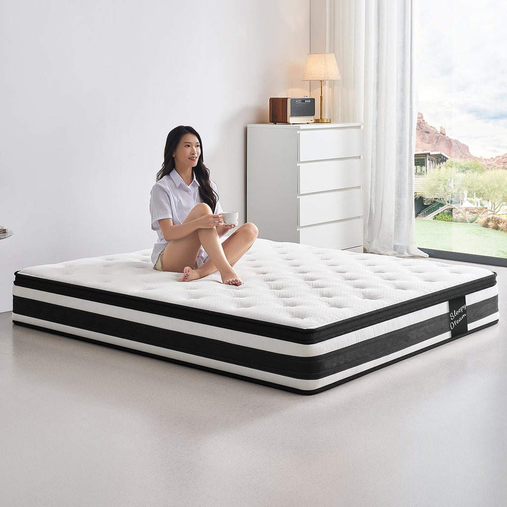Full Size Hybrid Mattress Breathable Cool Knitted Fabric Cover