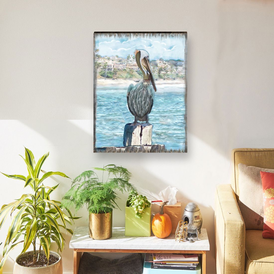 Ocean Serenity Pelicans Wooden Coastal Wall Art by Nature Wonders - Coastal Sea-Life Decor - 95252-3B