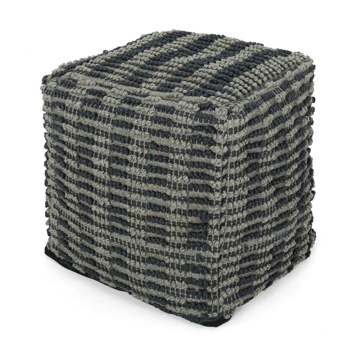 Walle - Fabric Square Pouf Ottoman And Floor Cushion Teal - Blue