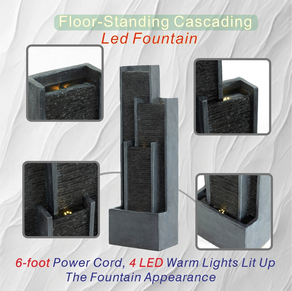 40 Inch Modern Outdoor Water Fountain