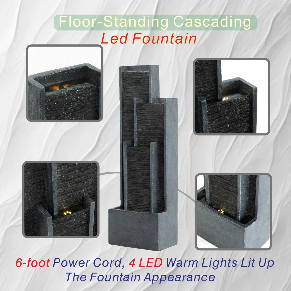 40 Inch Modern Outdoor Water Fountain