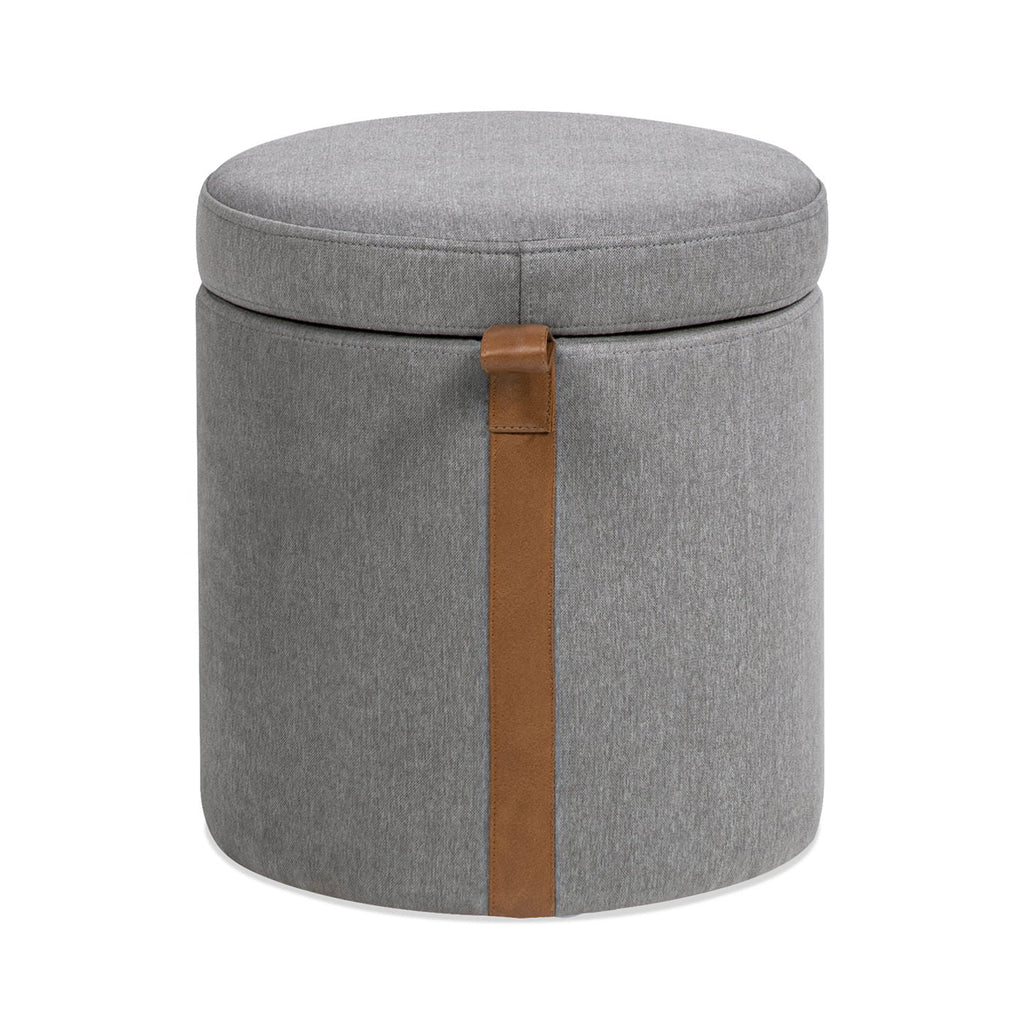 Brandy - Round Upholstered Storage Ottoman With Accent